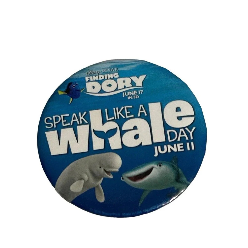 Disney Pixar Speak Like A Whale Day Finding Dory Promo Nemo Button Pin 116146
